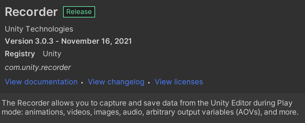 Unity Recorderの最新版