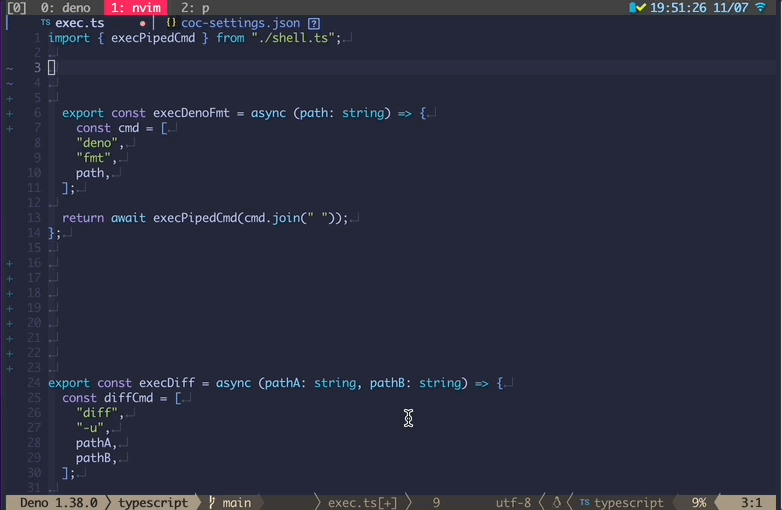 Running deno fmt on Save with Neovim and coc.nvim Configuration