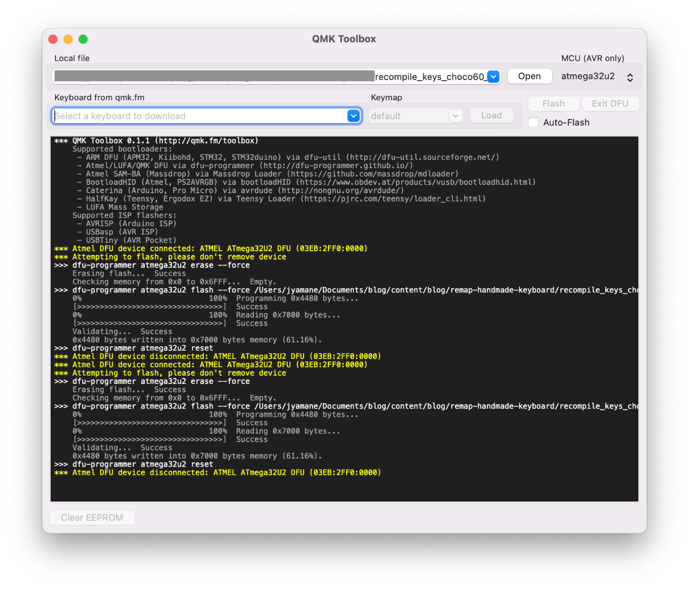 QMK Toolboxでキーボードにファームウェアを書き込む