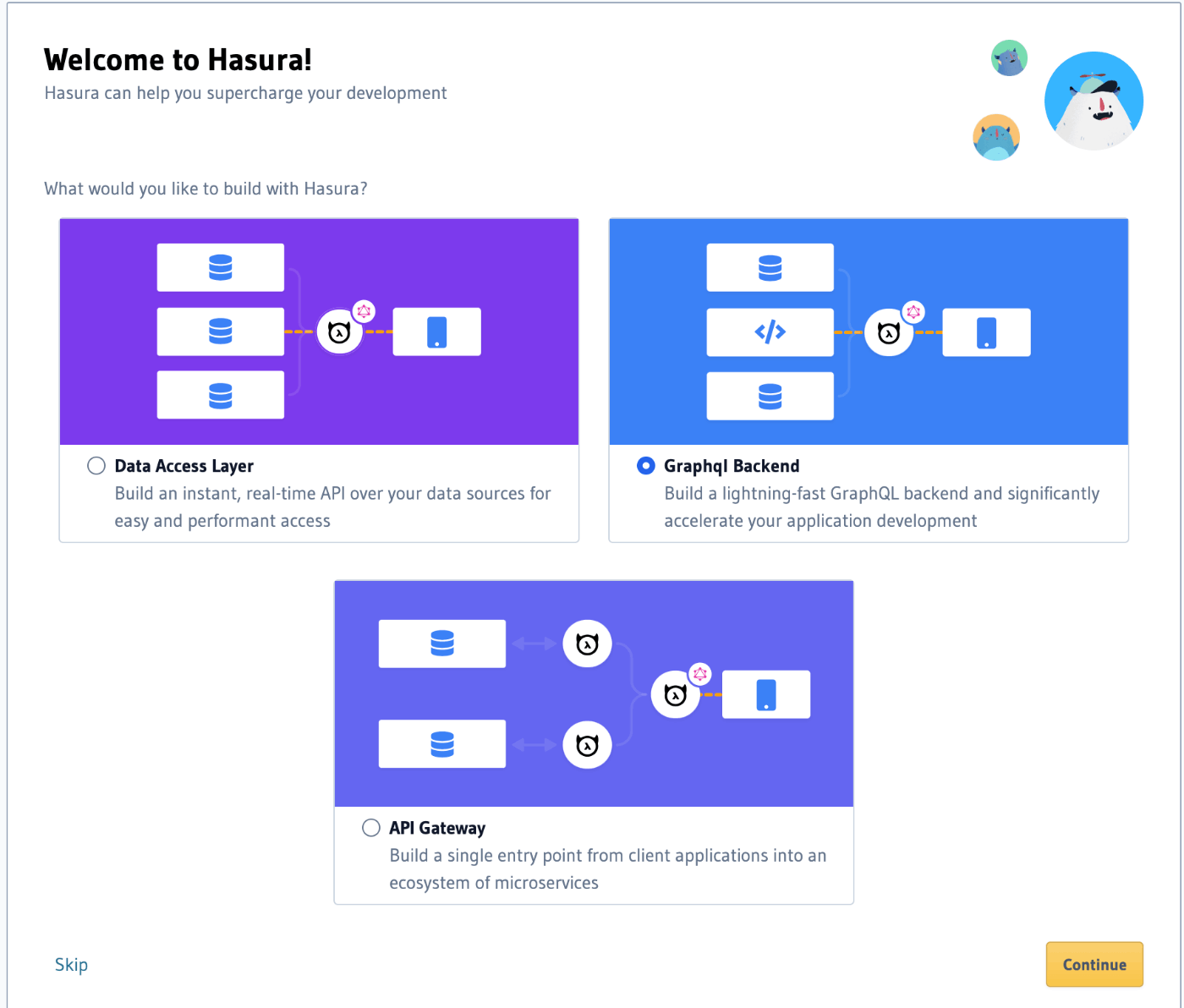 selecting hasura cloud type