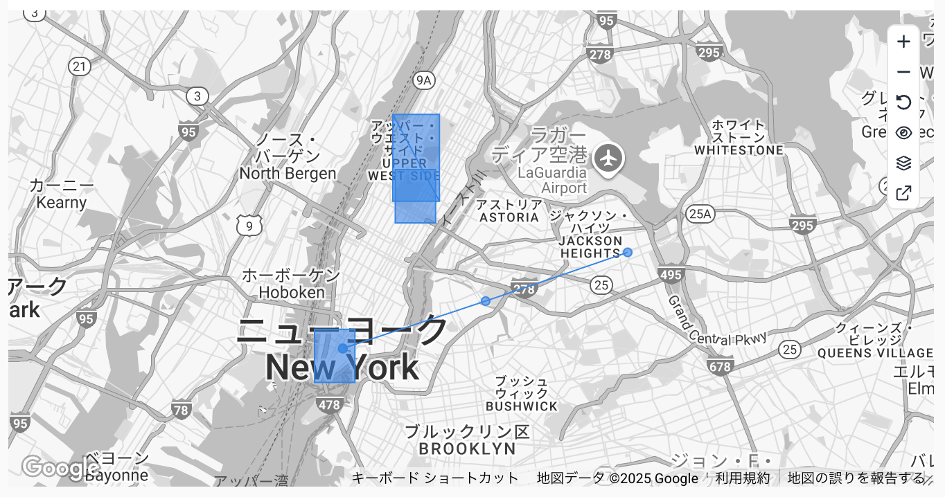 GeoJSONによる図形の描画例