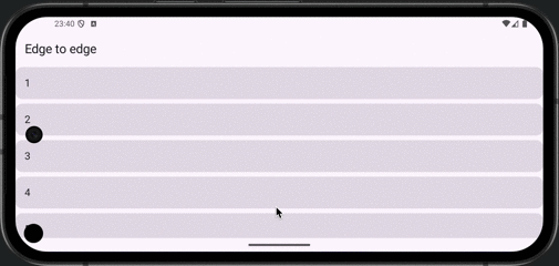 システムUIを避けてスクロールビューが描画されている・横画面