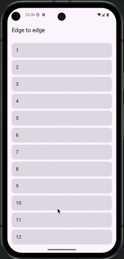 システムUIを避けてスクロールビューが描画されている・縦画面