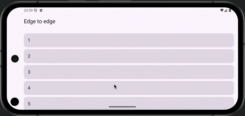 システムUIの背景にスクロールビューが描画されている・横画面