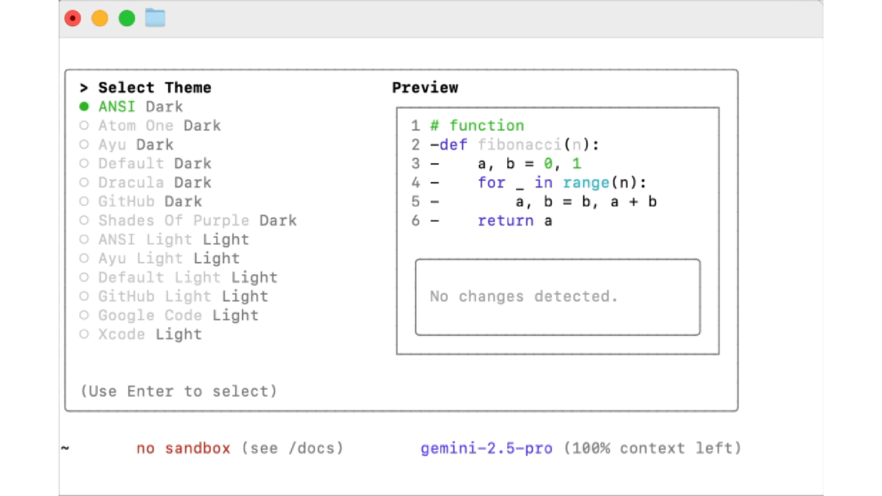 Gemini CLIの設定-カラーの設定のGIF