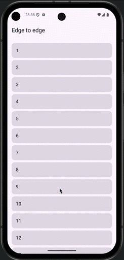 システムUIの背景にスクロールビューが描画されている・縦画面