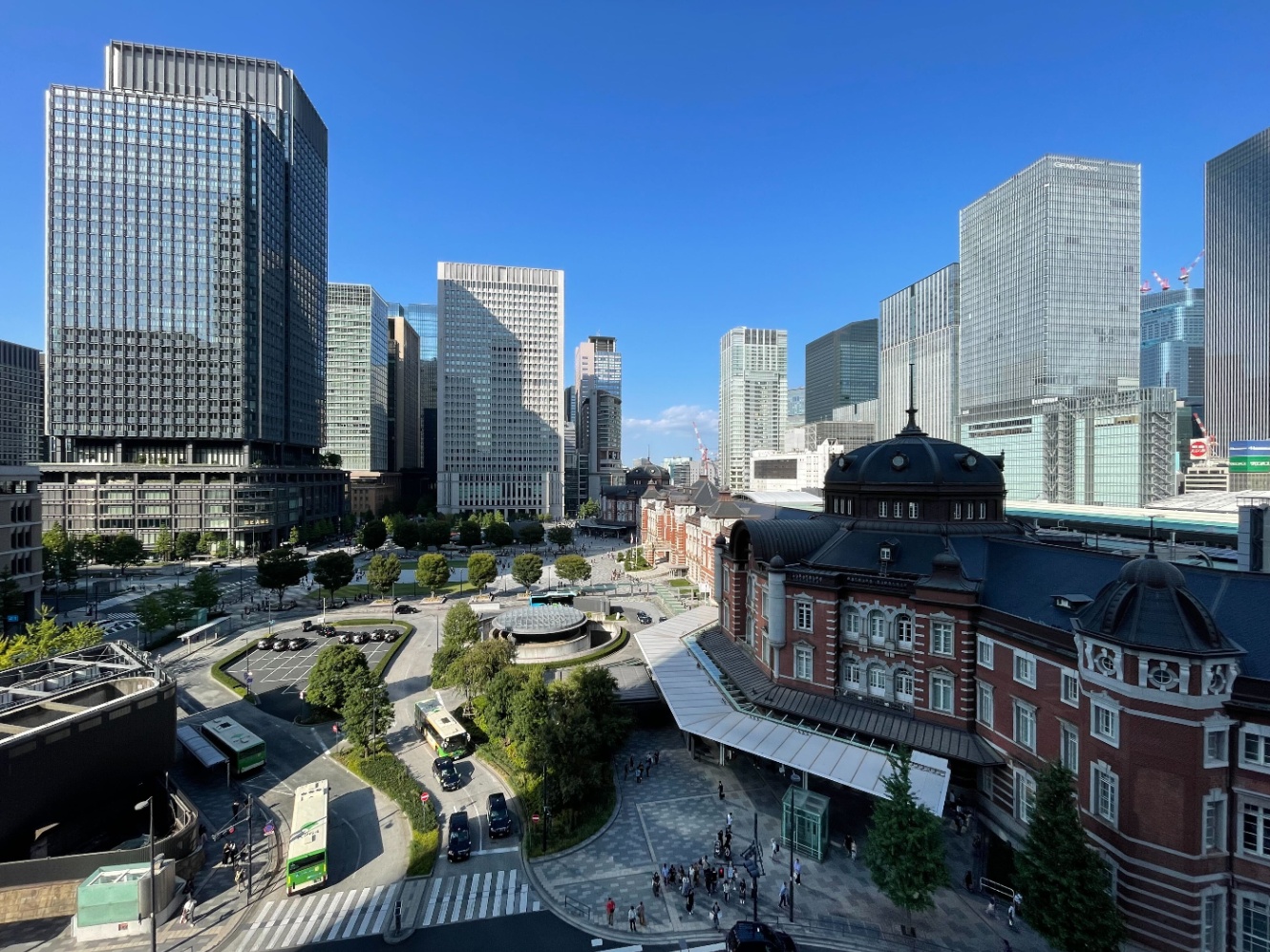 会場から見下ろす東京駅。美しい...