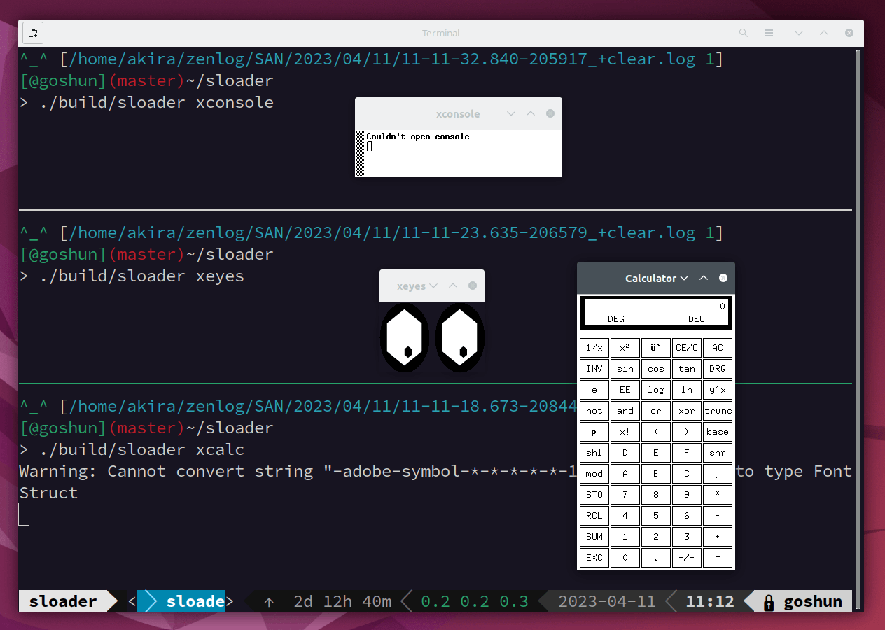 sloaderを使ってGUIアプリケーションを起動する