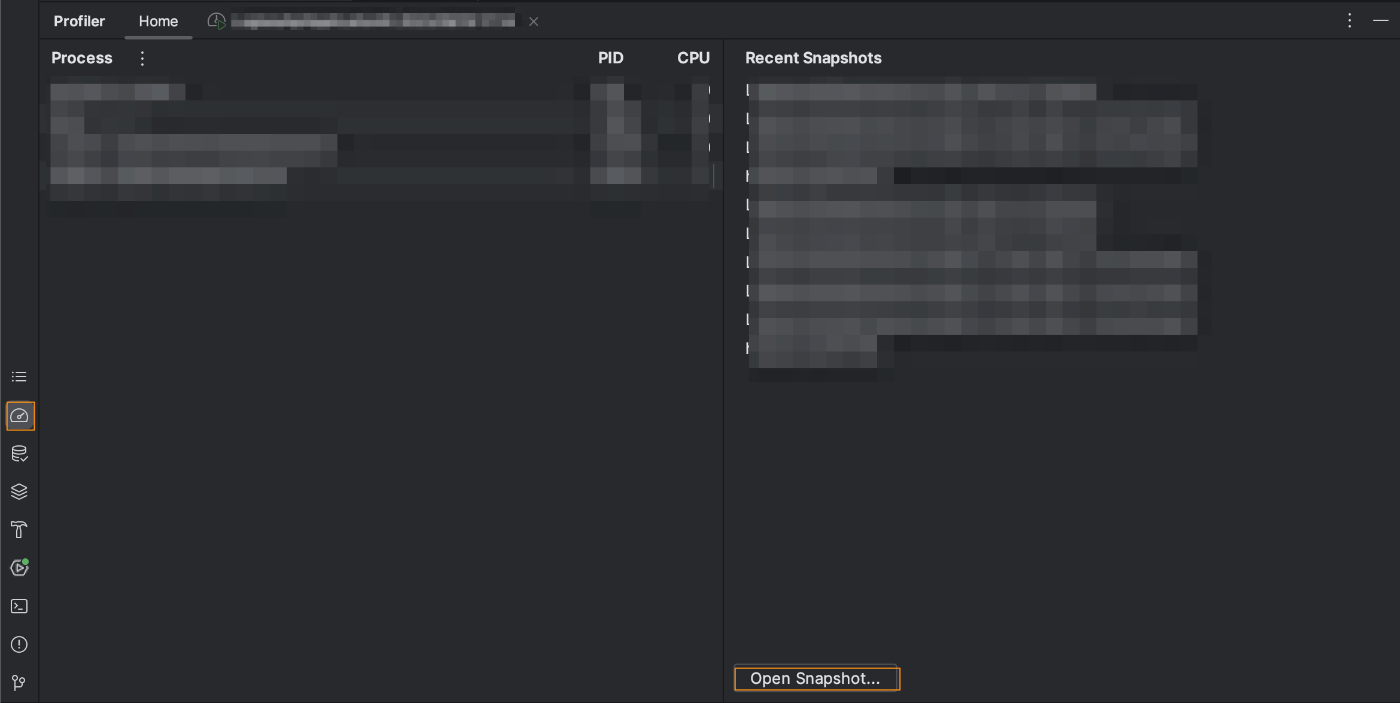 Profiler > Open Snap Shot