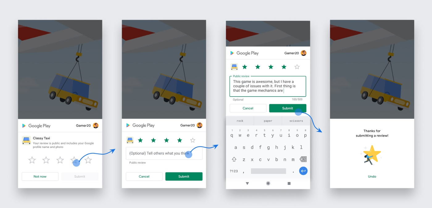ユーザー視点でのアプリ内レビューのフロー
