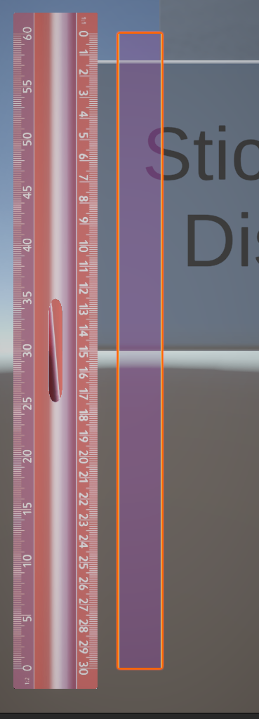 Unity Editor上での0.3 unitのCubeと30cm定規のCGの比較