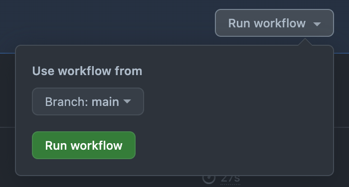 スクリーンショット：Run workflow をクリックする