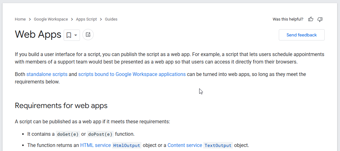 Google Apps Script web app