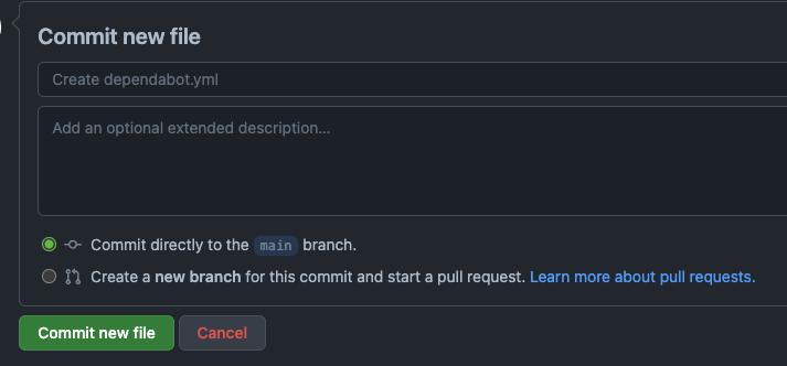 dependabot commit