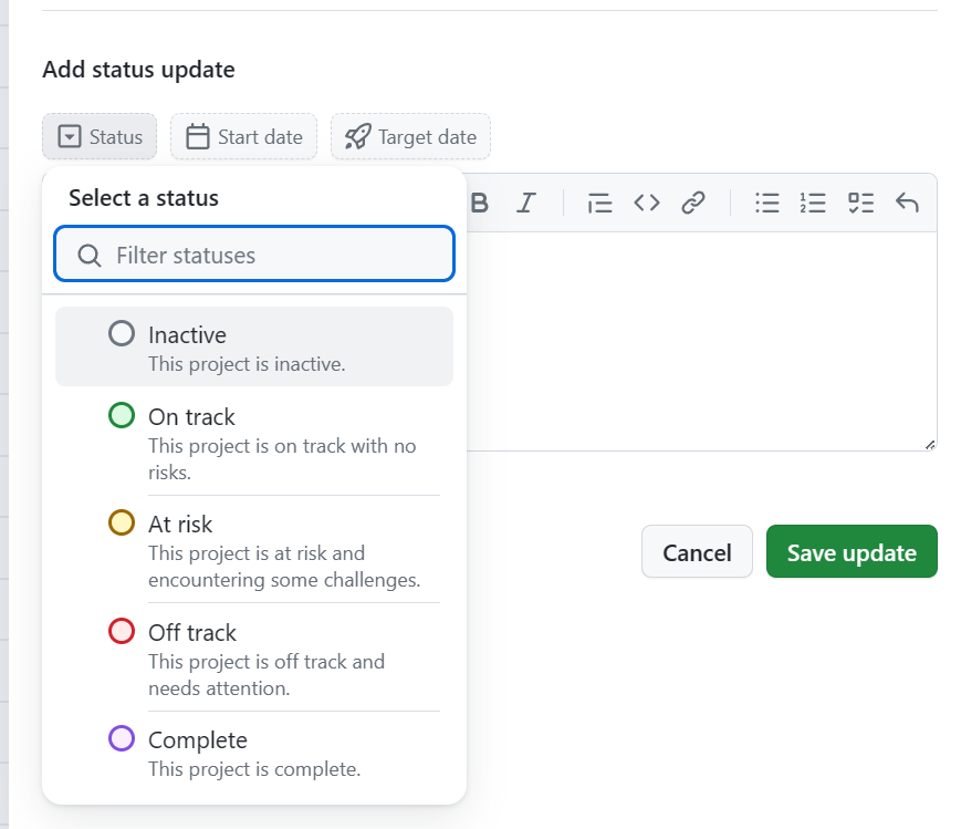 Status updateを追加する様子