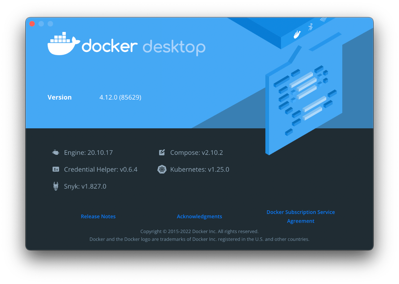 Docker Desktopのバージョンは4.12.0