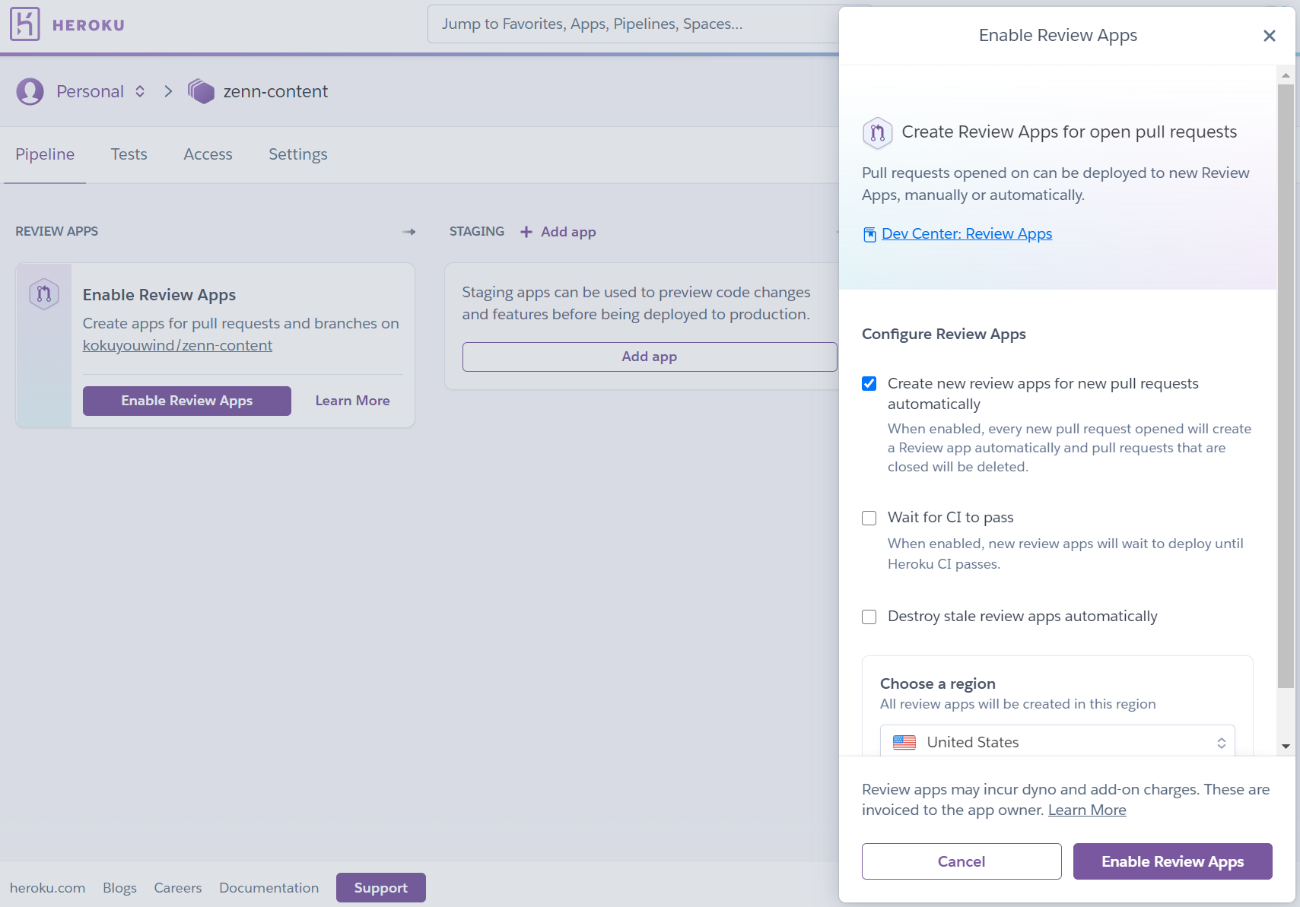 Enable Review Apps