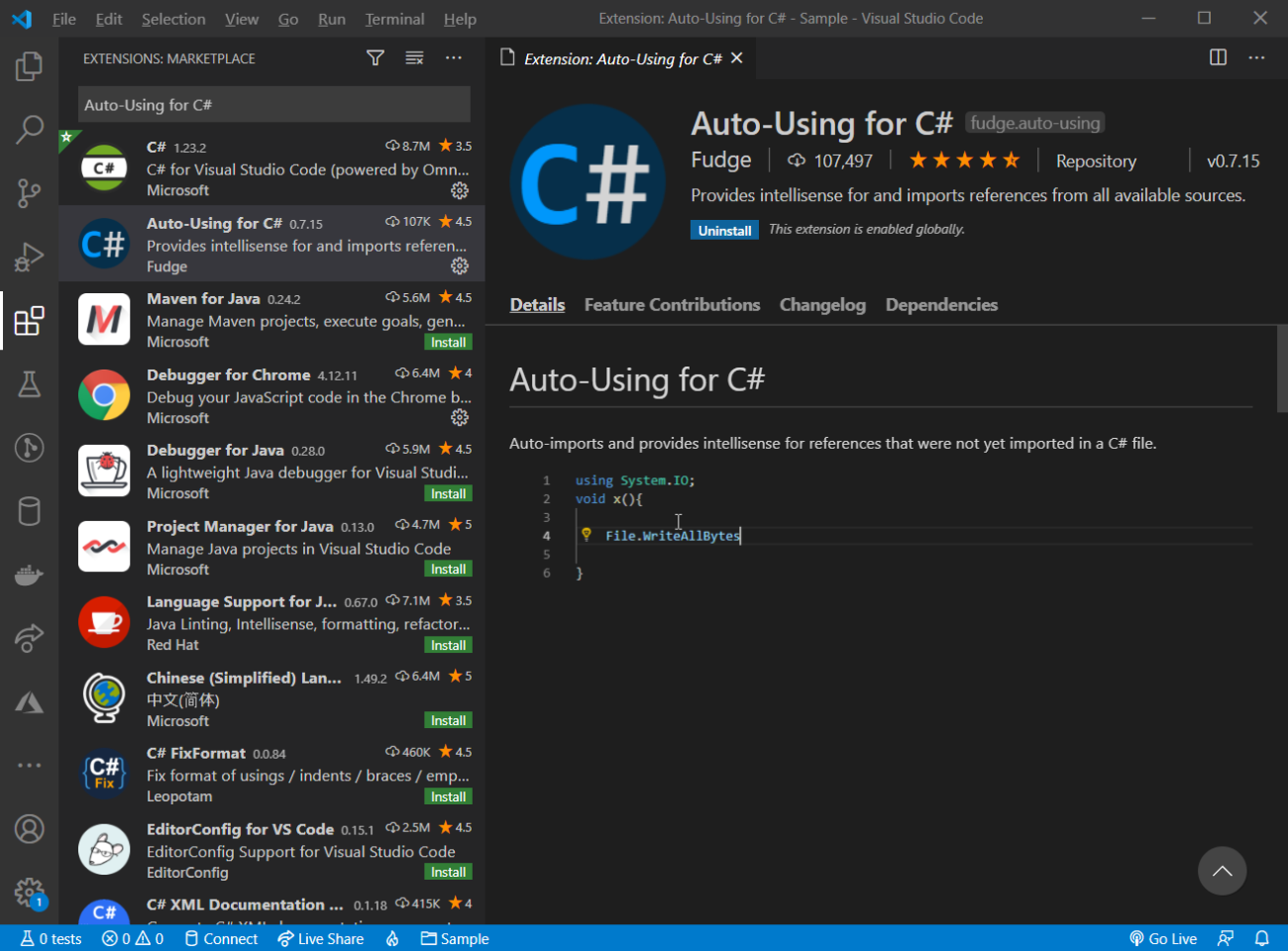 Auto-Using for C#