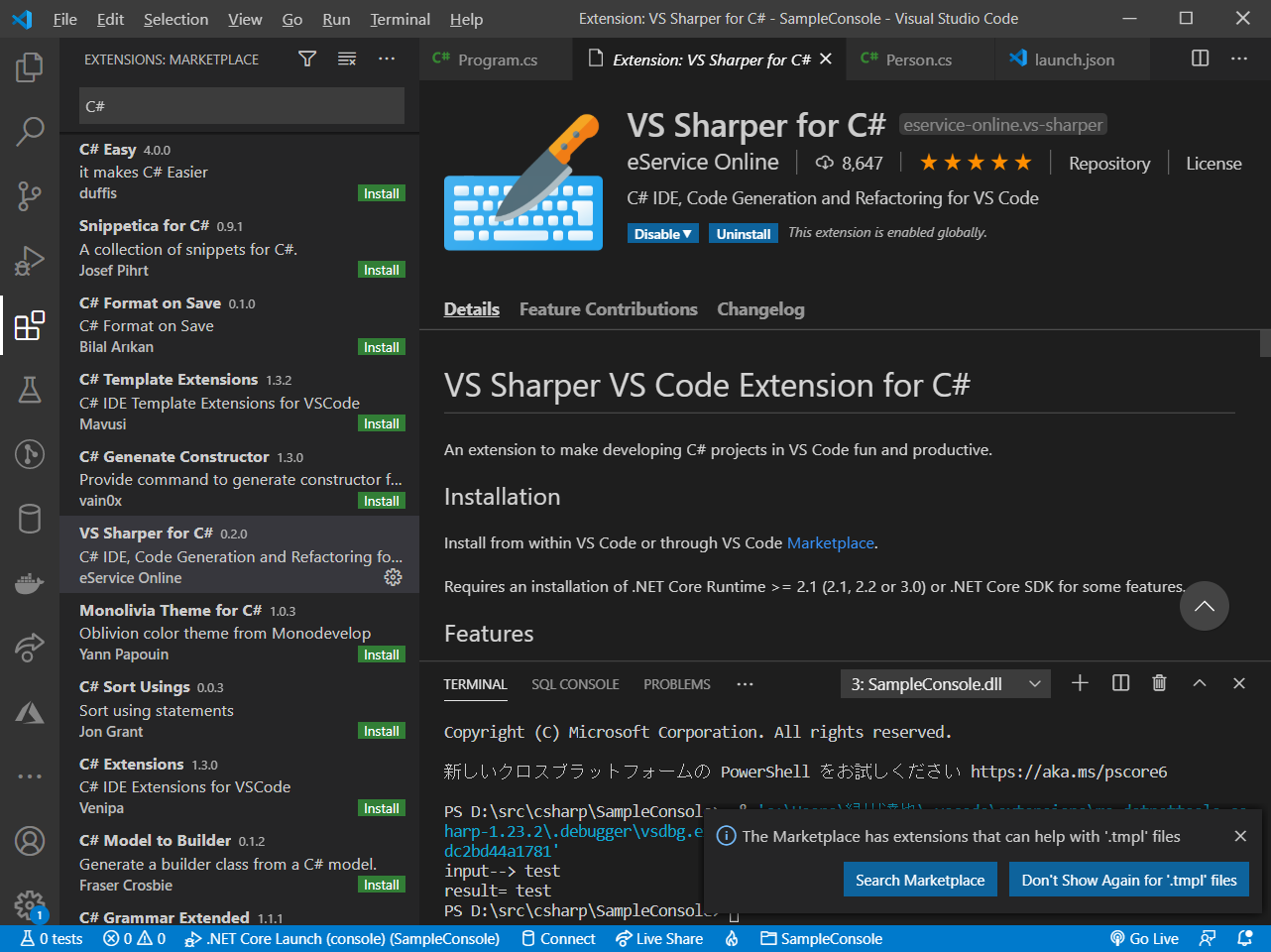 VS Sharper for C#