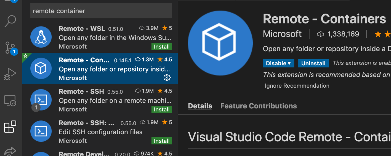 remote-containerのインストール