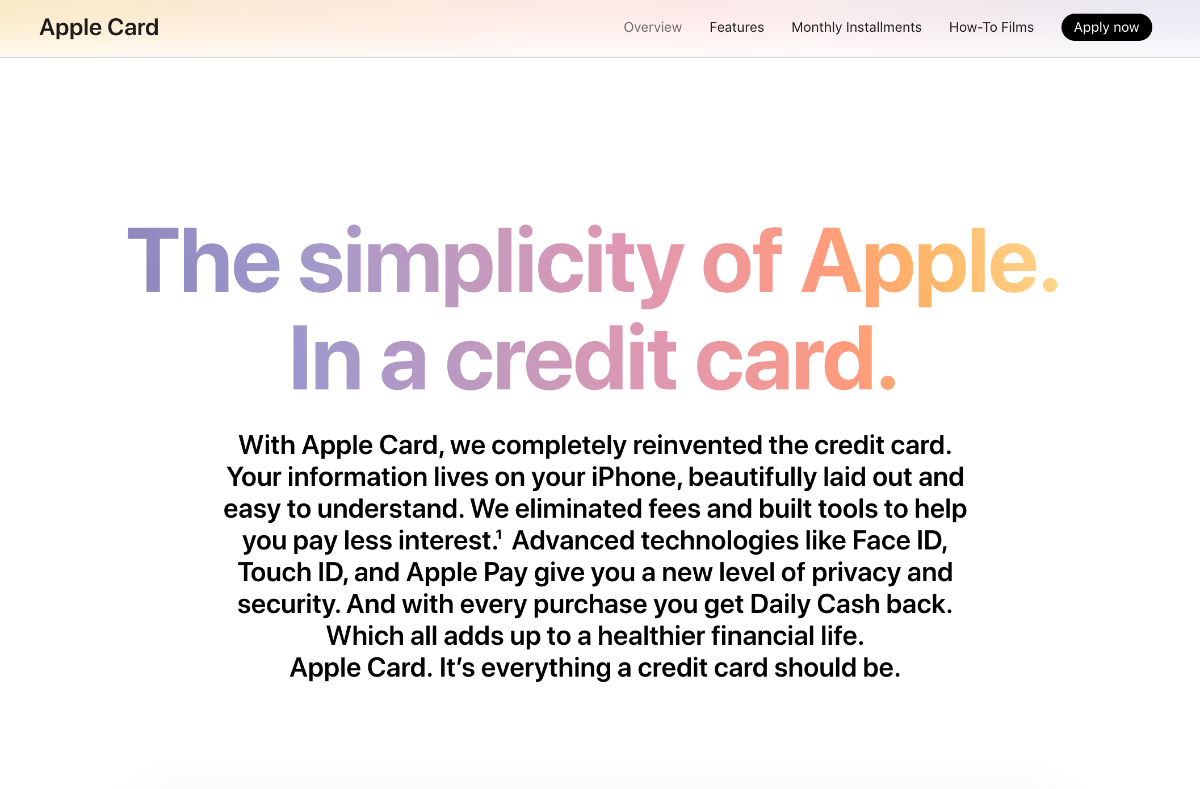 Apple Cardのグラーデーションテキスト例