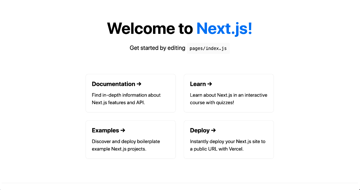 Next.js アプリが表示されることを確認