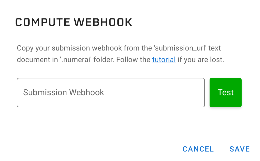 Numerai Compute Webhook Setting