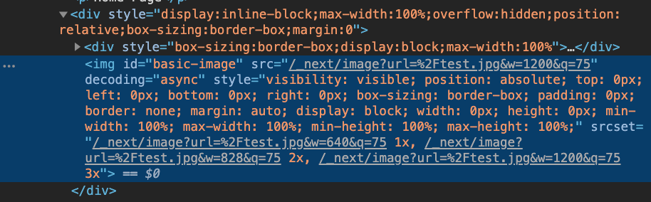 Chrome Devtools の element タブに表示されている img 要素