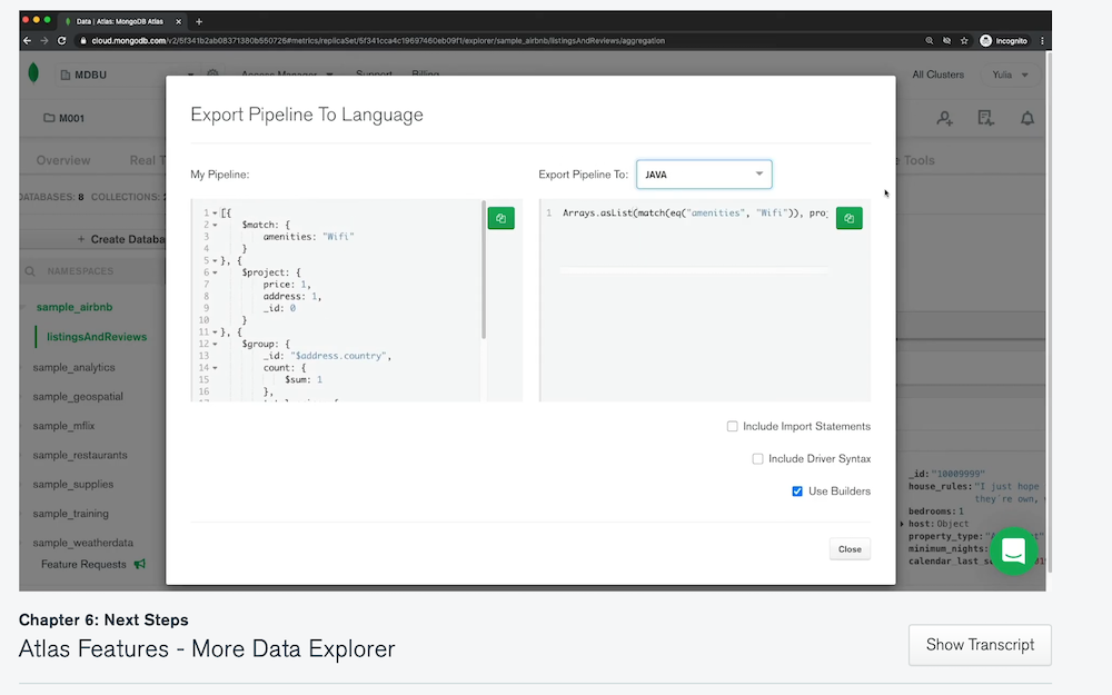 WebのMongoDB Atlasから