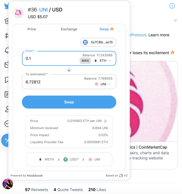 Trade $UNI without leaving Twitter