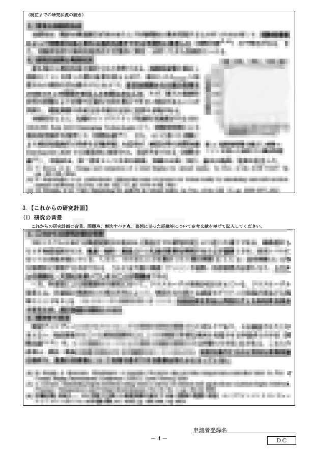 筆者の申請書のとあるページ