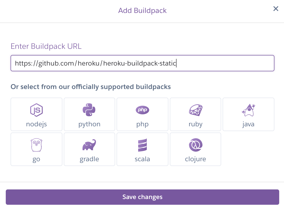 setting buildpack