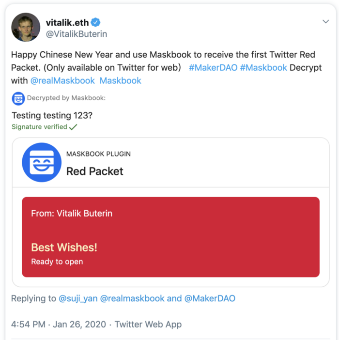 Vitalik Buterin sending red packets