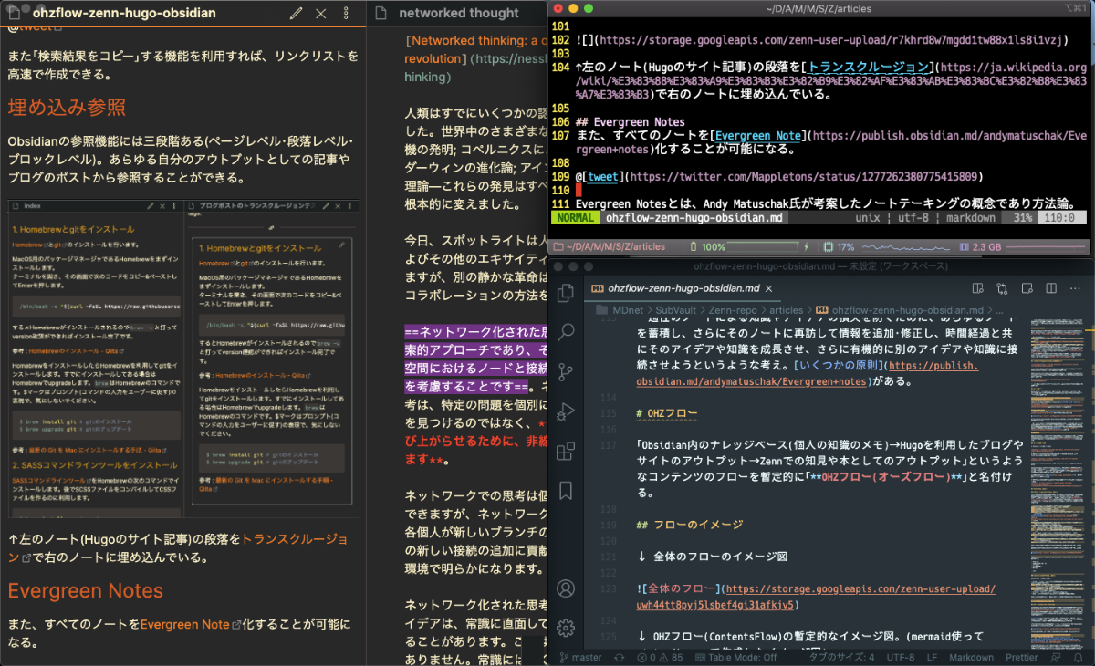 obsidianとvimとvscode