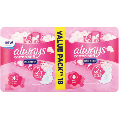 Always Thick Soft Extra Long Night Pads 16 Pads - Clicks