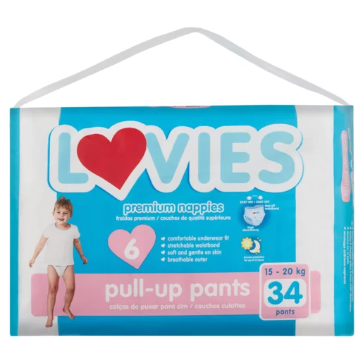 Lovies Diapers Pull Up Pants 6 Lovies 34pk - Zoie Health Shop and