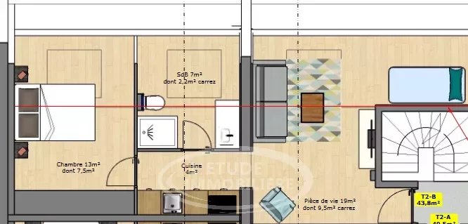 Sautron/plein coeur du bourg : T2 avec parking !