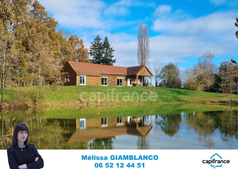 Chalet en bois avec etang 