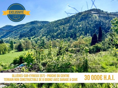 Terrain non constructible de 8000M2 avec cave et garage