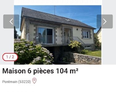 Annonce vente maison située sur la commune de Pontmain