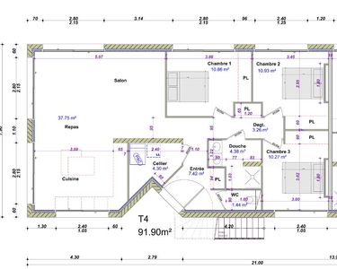 Appartement T4 avec jardin 