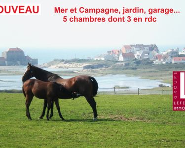 AMBLETEUSE : Mer et Campagne 1 300 m de la plage, jardin, garage, 5 chambres dont 3 en rdc