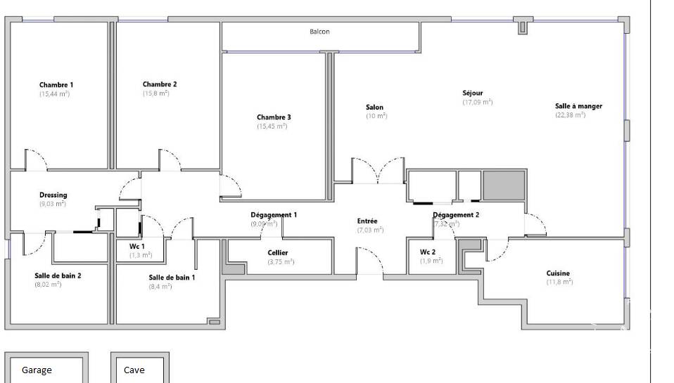 Appartement 5 pièces 164 m² 
