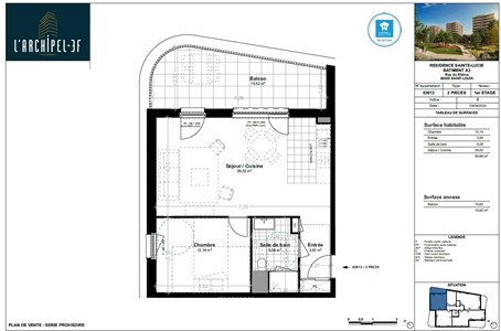 ARCHIPEL 3F - 2 PIECES 1ER ETAGE 