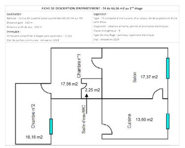 Appartement F4 - 66.96 m² - rénové