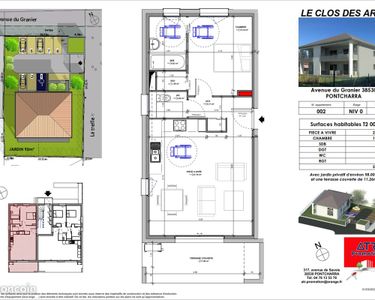 Appartement - 2 pièces - 53.18 m² en rez de jardin « LE CLOS DES ARTS » 