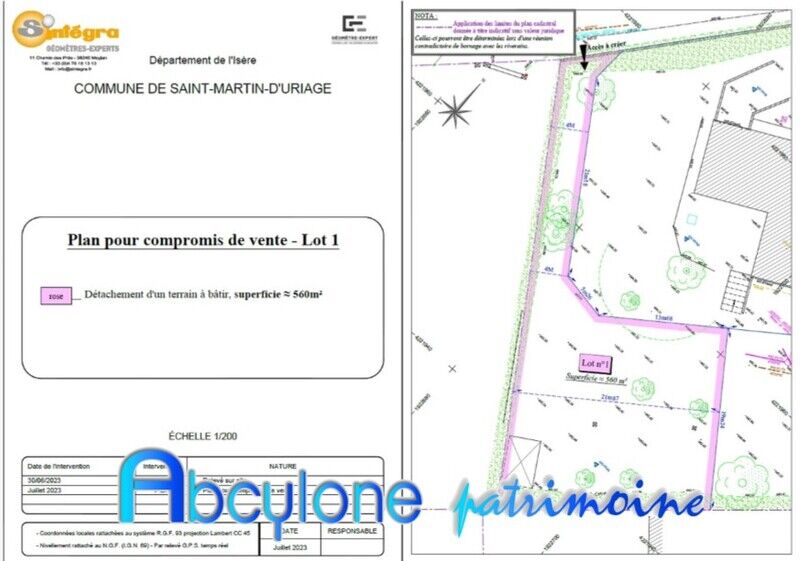Vente Terrain 560 m² à Saint-Martin-d'Uriage 219 000 €
