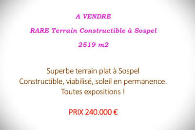 RARE Terrain Constructible à Sospel