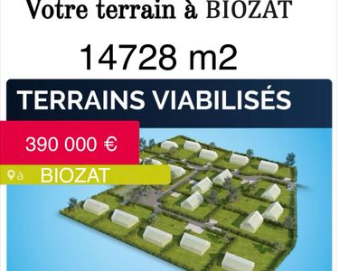 Terrain plat constructible 14728 m2 a Biozat 10min vichy