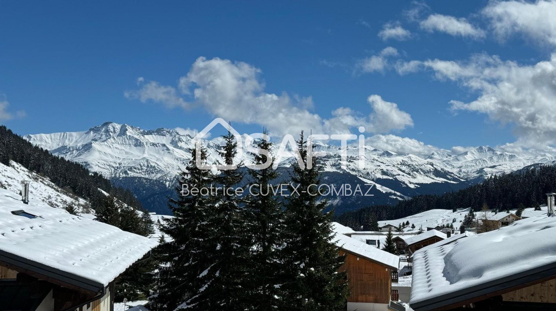 Appartement skis aux pieds au clame et vue panoramique